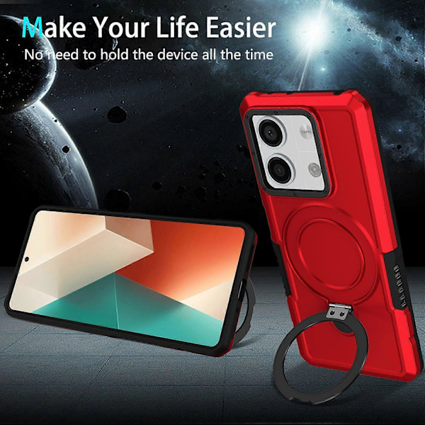 Skal med ringhållare och stativ i TPU+PC för Xiaomi Redmi Note 13 5G Multicolor Style F