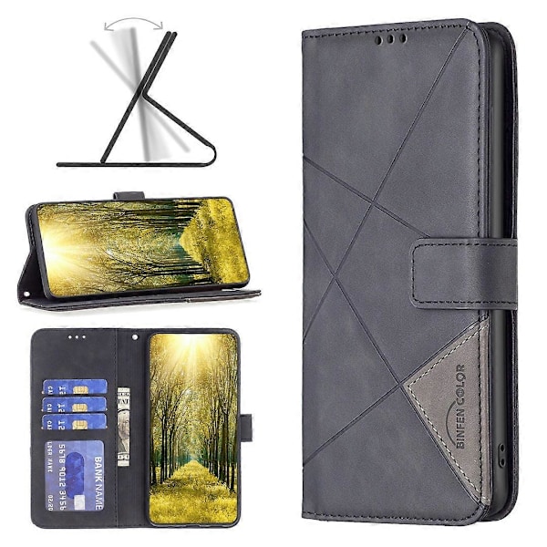 BINFEN COLOR BF05 Til TECNO Pova 5 Pro 5G Etui PU Læder Flip Stand Telefon Cover - Grå Multicolor Black