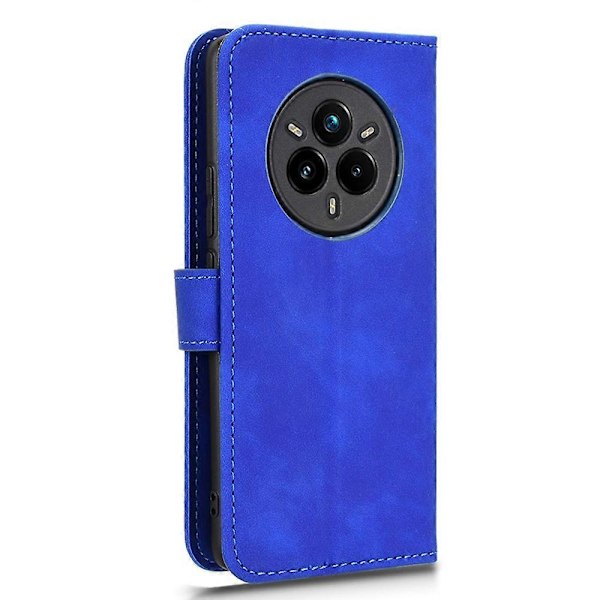 För Realme 14 Pro 5G Läderfodral Hudkänsla Anti-Fall Plånbok Flip Telefonfodral Multicolor Blue