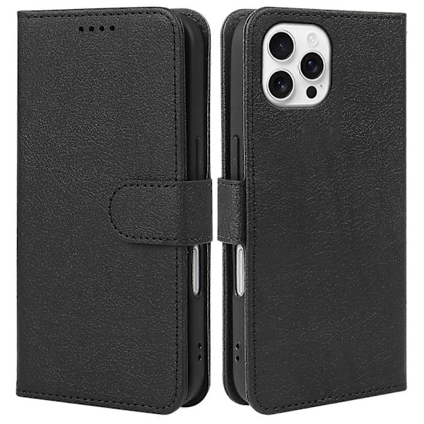 Læderetui med pung, stativ og magnetlukning til iPhone 16 Pro Max - Grøn Multicolor Black