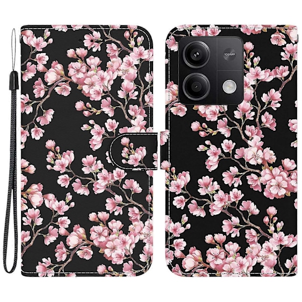 Læderetui med mønstertryk og tegnebogsomslag til Xiaomi Redmi Note 13 5G/Note 13 5G Multicolor Plum Blossom