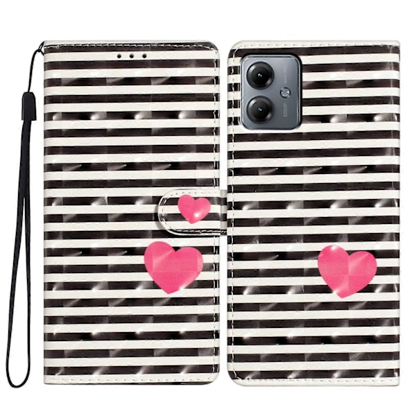 Til Motorola Moto G54 5G Etui 3D Mønster Design PU Læder Stand Flip Telefon Cover Multicolor Style E