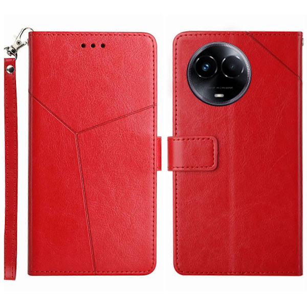 For Realme 11x 5G/11 5G (Global) Telefon Lærveske Y-formet Linje Trykt Stativ Lommebok Deksel Multicolor Style E