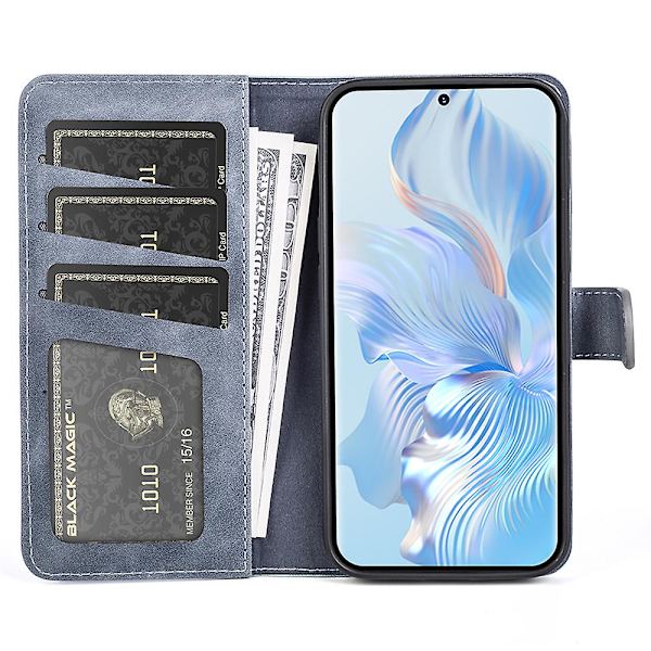 Cover For Honor 80 5g, övergripande täckning Pu Läder Magnetlås Tvåfärgad Design Stativ Phone Case Blue