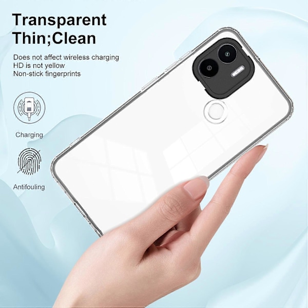 För Xiaomi Redmi A1+ 4G/Redmi A2+ 4G/Poco C50 4G TPU+PC Transparent Mobilskal
