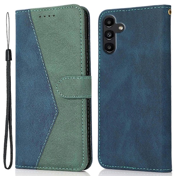 Fodral för Samsung Galaxy A36 5G Färgskarvning Plånboksställ Läder Telefonfodral med Handledsrem Multicolor Style B