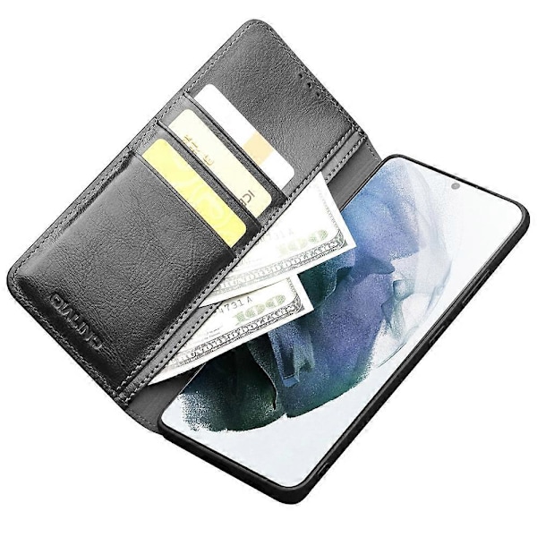 QIALINO Samsung Galaxy S21 Plus 5G Lompakko Design Folio Flip Aitoa Nahkaa Puhelinkotelo