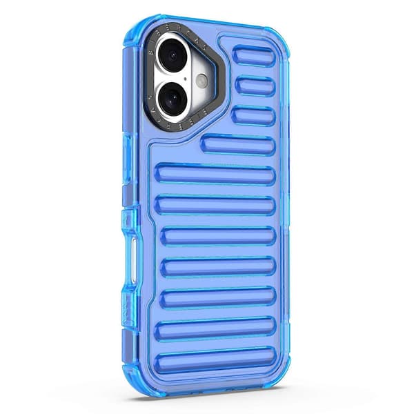 Stripete design deksel til iPhone 16 Plus, sklisikkert, avtakbart TPU+PC-telefondksel - Grå Multicolor Blue