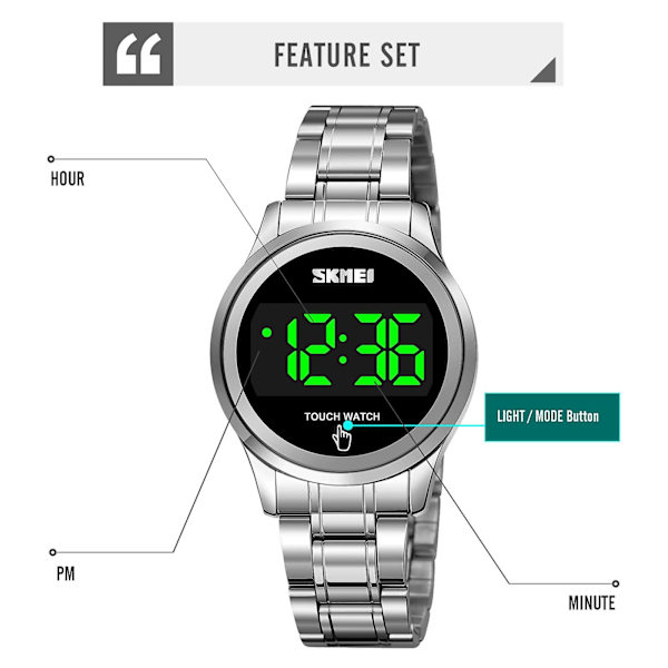 Skmei 1737 Dial Digital Display Touch Electronic Watch Gold