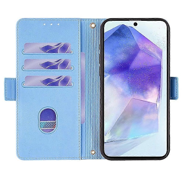 Læder Wallet Case med RFID-blokering og stativ til Samsung Galaxy A26 5G med håndrem - Grøn Multicolor Blue