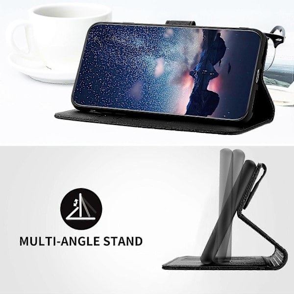 Til iPhone 13 Pro Cover Præget PU Læder Wallet Mobiltelefon Etui Multicolor Style B