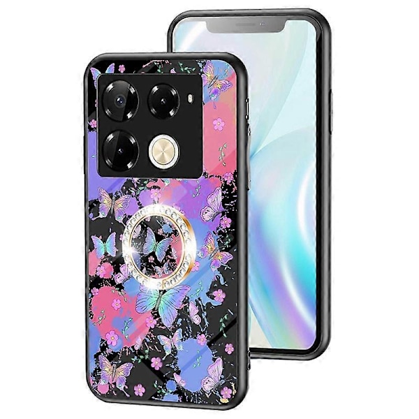 För Infinix Note 40 Pro 4G Telefonfodral TPU-ram Härdat Glas+PC Baksida Multicolor Style F