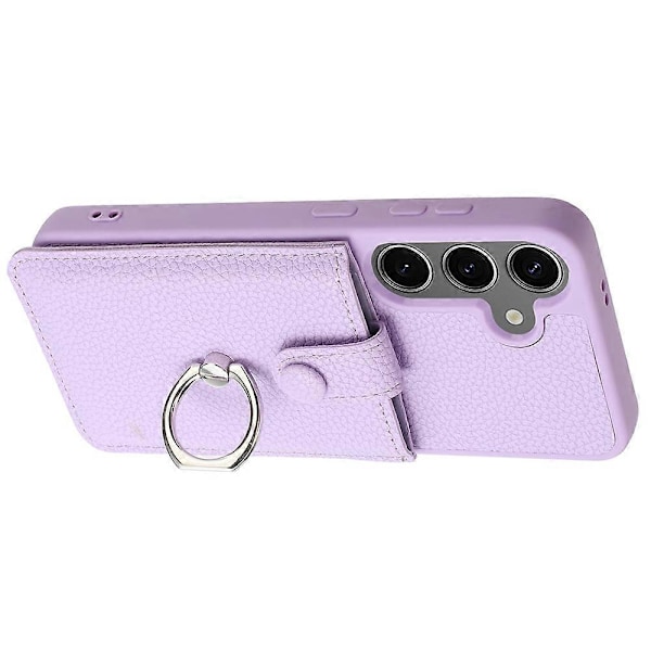 Samsung Galaxy S24+ -kotelo, korttipaikat, nahkainen takakansi ja rengastuki Multicolor Style D