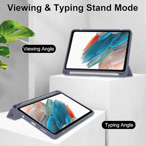 Til Samsung Galaxy Tab A9 Etui PU+TPU+Akryl Klar Bagside Tablet Cover med Penholder Multicolor Style E