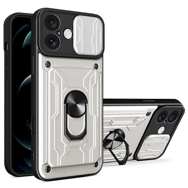 iPhone 16 Plus -kotelo PC+TPU-jalustalla ja kameran liukusuojalla Multicolor Style G