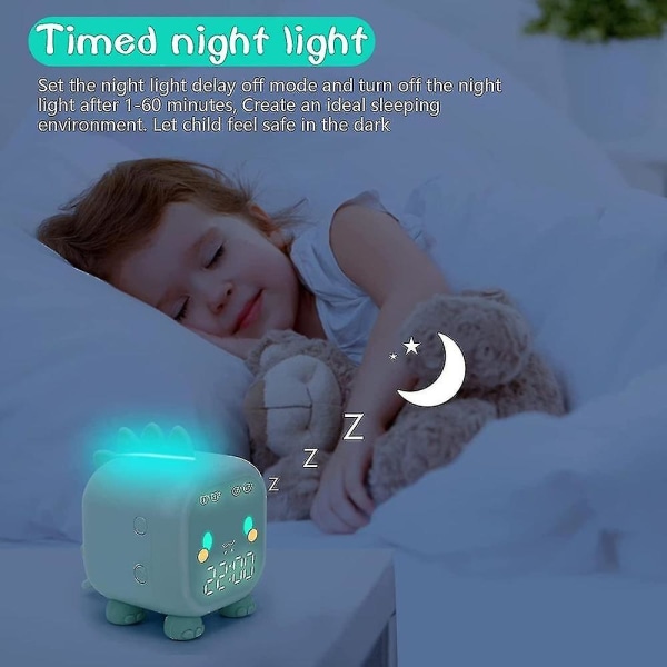 Barnväckarklocka, Digital väckarklocka för barnsovrum, Söt dinosaurieväckarklocka Barns sömn T