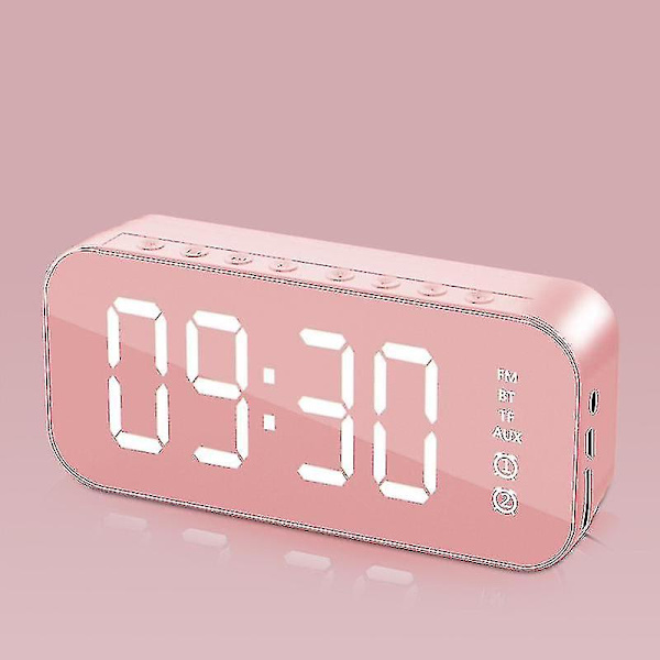 Multifunktionel LED Digital Vækkeur, Bluetooth Højttaler, Natbord/Skrivebord Lysende Elektronisk Musikboks pink