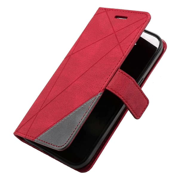 Magnetisk etui til iPhone 15 Pro med splejset design, pung og stativ Multicolor Style A