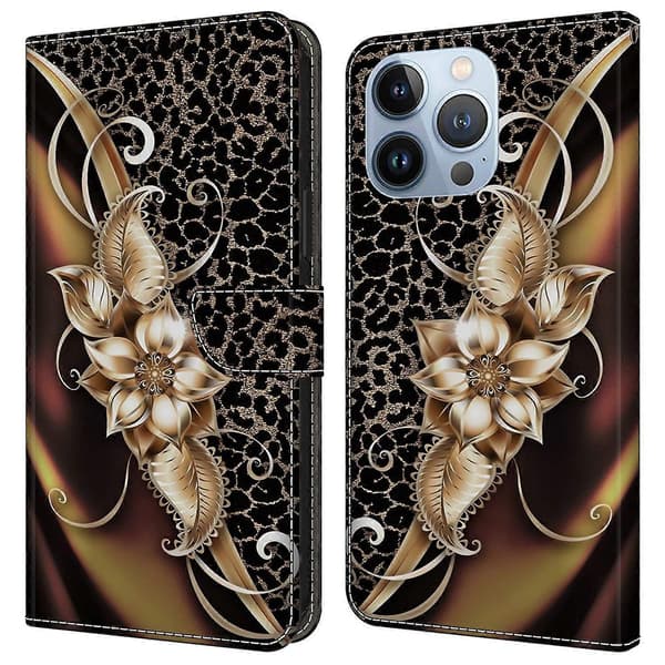 För iPhone 16 Pro Max Fodral PU Läder Plånbok Flipskydd med Ställfunktion Multicolor Style C