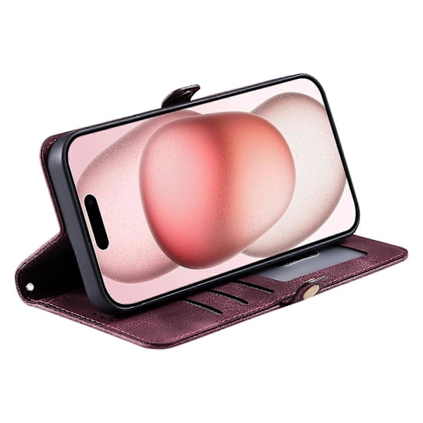 Stil 016 För iPhone 14 Pro Skal Hudkänsla Totem Präglat Plånbok Läder Telefonskal - Svart Multicolor Wine Red