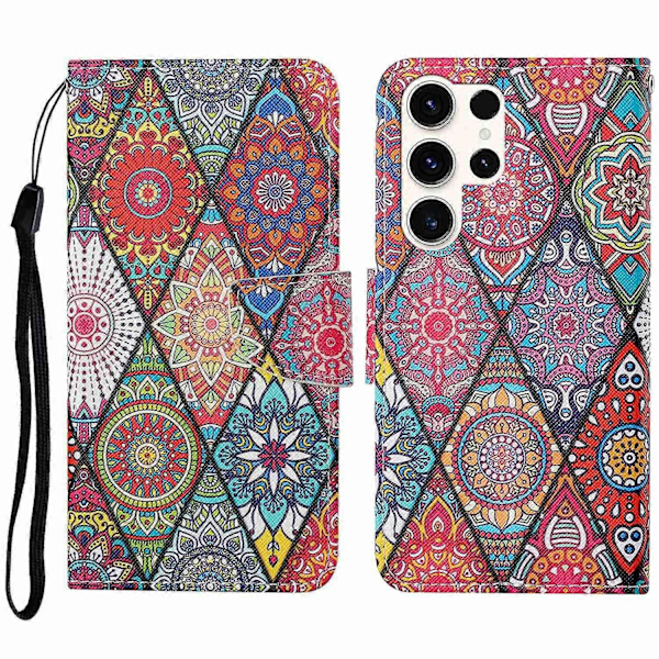 Fodral för Samsung Galaxy S25 Ultra med mönstertryck, skyddande läderfodral Multicolor Style U