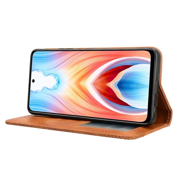 För Oppo A79 5g / A2 5g Case Retro Pu Läder Magnetisk automatiskt stängande cover Brown