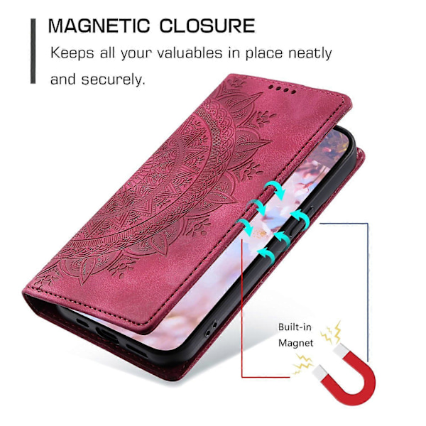 PU-læder etui med magnetisk, ridsefast stativ til Motorola Moto G53 5G - Grå Multicolor Rose