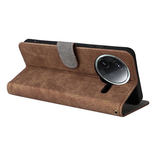 Til Xiaomi Redmi K80 5G/K80 Pro 5G Wallet Case RFID-blokering PU Læder Cover Stand View - Grøn Multicolor Brown
