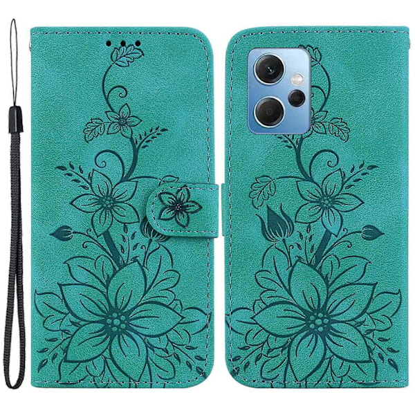 Plånboksfodral för Xiaomi Redmi Note 12 4G Stativ PU Läder Präglat Liljablomma Telefonskal Multicolor Style C