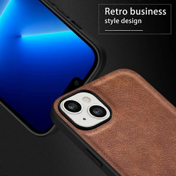 iPhone 15 Retro Anti-drop -puhelinkotelo PU-nahkapäällysteinen TPU+PC-takakuori Multicolor Style B