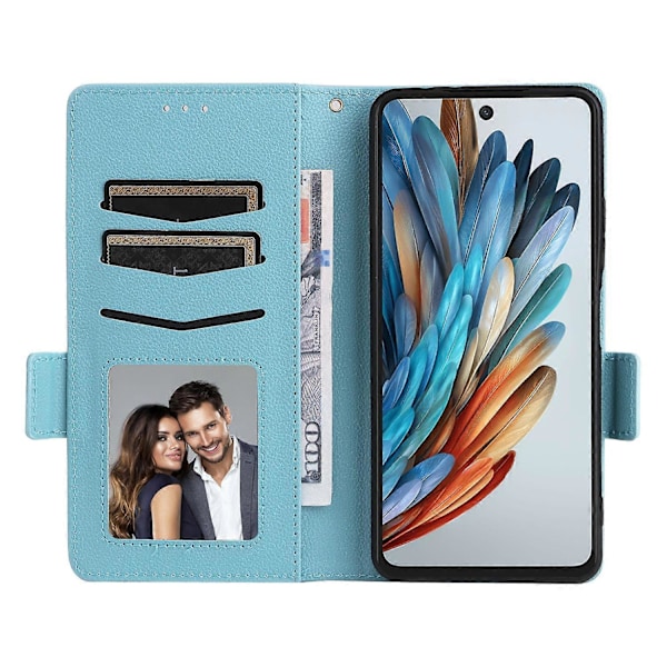 För ZTE nubia Music Fodral Litchi Textur PU Läder Plånbok Flip Telefonfodral - Grå Multicolor Baby Blue