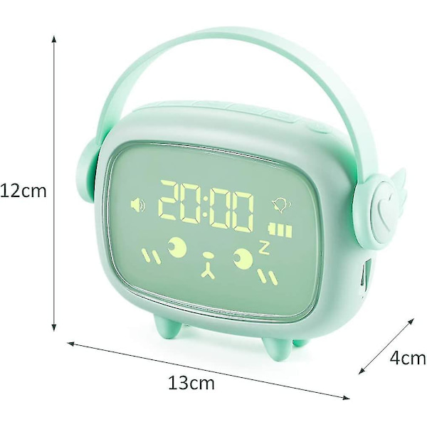 Børnevækkeur, Genopladeligt Digitalt Vækkeur med LED-display, 2 Alarmer, Natlys, Snooze-funktion Vågn-op Lampe Sengelampe Morgenalarm C