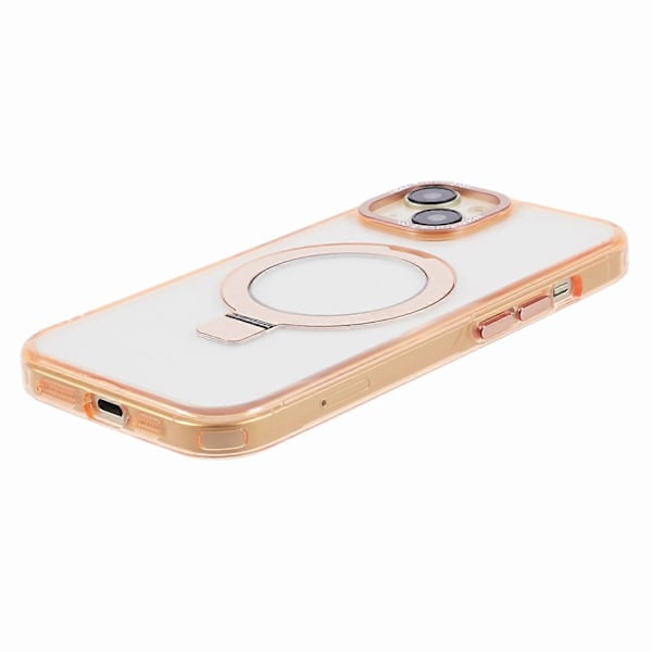 Läpinäkyvä TPU+PC suojakuori iPhone 15 Plus -puhelimelle, näkymätön jalusta ja magneettinen puhelinkuori Multicolor Style C