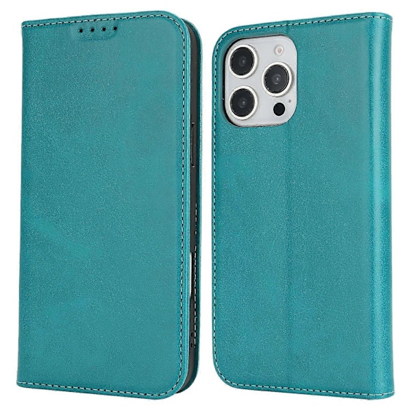 För iPhone 16 Pro Max Fodral PU Läder Kalvtextur Magnetisk Stängning Smart Telefonskydd Multicolor Style G