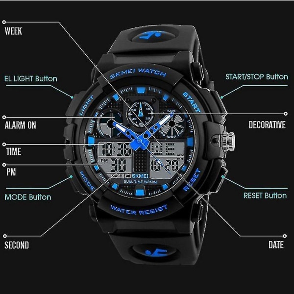 Skmei 1270 Men Vattentät Dual Display Digital Watch Superb Gray