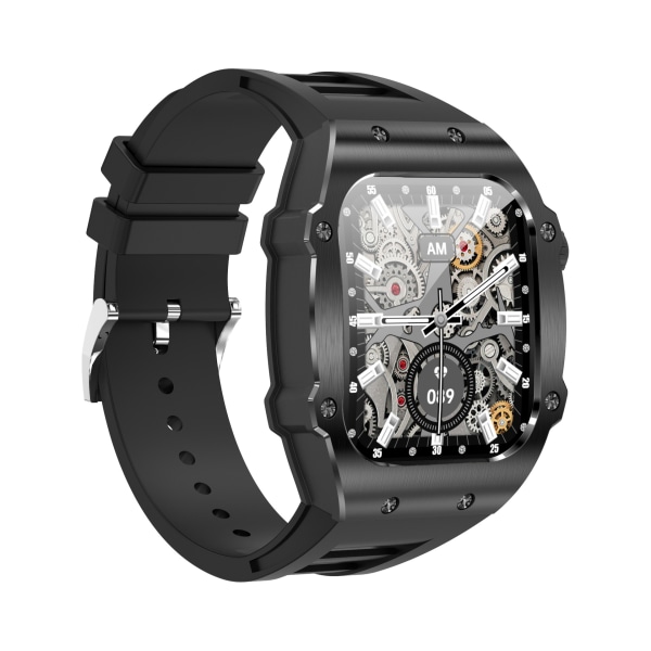 Vuxen case i rostfritt stål Smart Watch, Bluetooth Call Multi Sports Health Monitoring Sports Watch Black