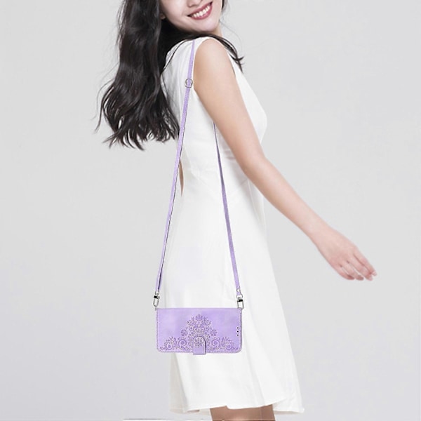 Læder telefoncover med 2 stropper til Xiaomi Redmi Note 13 5G/Note 13 5G Multicolor Light Purple