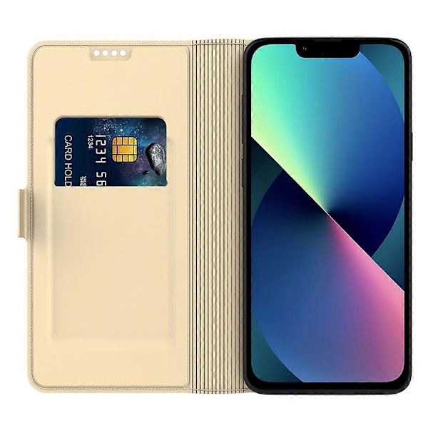 Beskyttelsescover til iPhone 15 Plus PU Læder Stand Kort Slot Telefon Cover Multicolor Style B