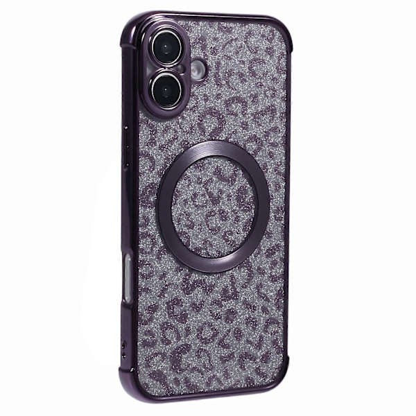 Skal för iPhone 16 Plus Kompatibelt med MagSafe Glittrigt Leopardtryck Transparent TPU-telefonskal Multicolor Style D