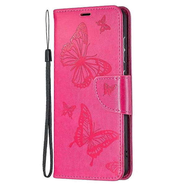 Imprint Butterfly Wallet Læder Stand Case til Samsung Galaxy S21 FE 5G Multicolor Style E