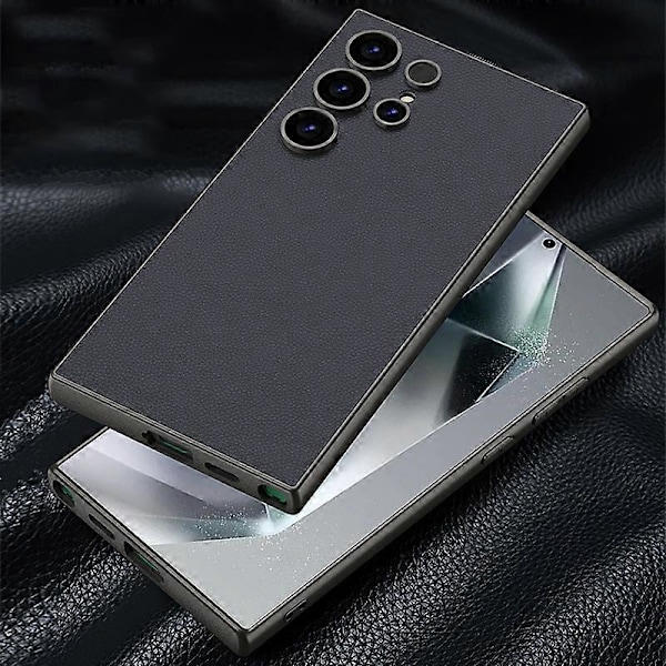 GKK Samsung Galaxy S24 Ultra -kotelo nahka+PC+TPU mattapintainen puhelinkuori Multicolor Titanium Grey