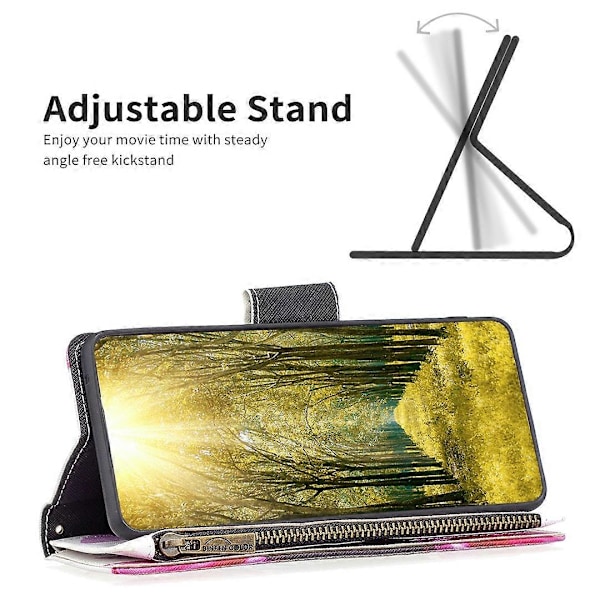 BF03 Telefon Cover til Samsung Galaxy A15 4G Etui Wallet Lynlås Læder Shell Multicolor Style C