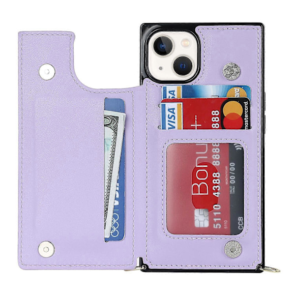 RFID-suojattu lompakkokotelo iPhone 15:lle TPU+PU-jalustalla ja olkahihnalla Multicolor Style F