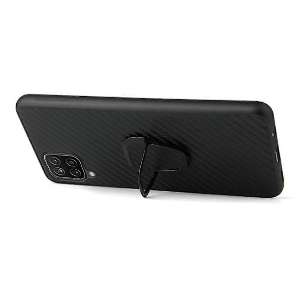 PU-nahalla päällystetty TPU-muotoiltu rengasmuotoinen jalustallinen puhelinkuori Samsung Galaxy A12:lle