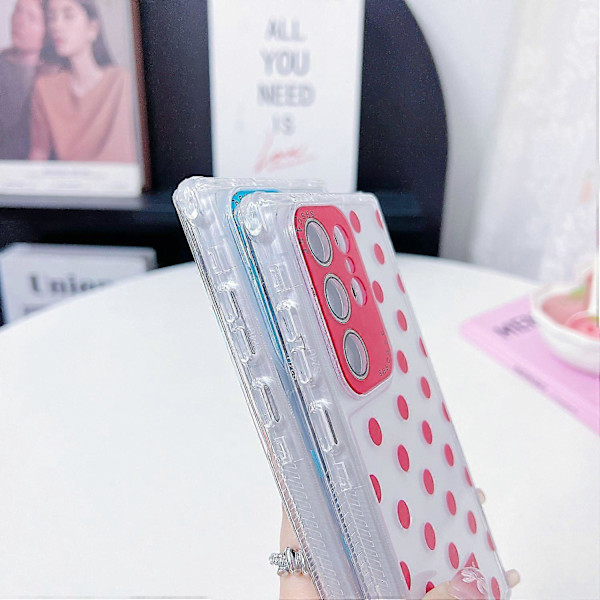Skal till Samsung Galaxy S25 Ultra Transparent PC+TPU Mobilskal med Polkadotmönster och Linsskydd Multicolor Rose