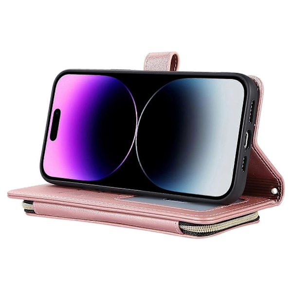 iPhone 14 Pro Max Lompakkokotelo Folio PU Nahkainen Jalustallinen Rhombus Puhelinkuori Rannekkeella Multicolor Style E