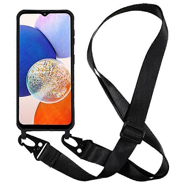 För Samsung Galaxy A05s 4G Baksida Matt TPU Skal med Lång Snodd - Multicolor Black