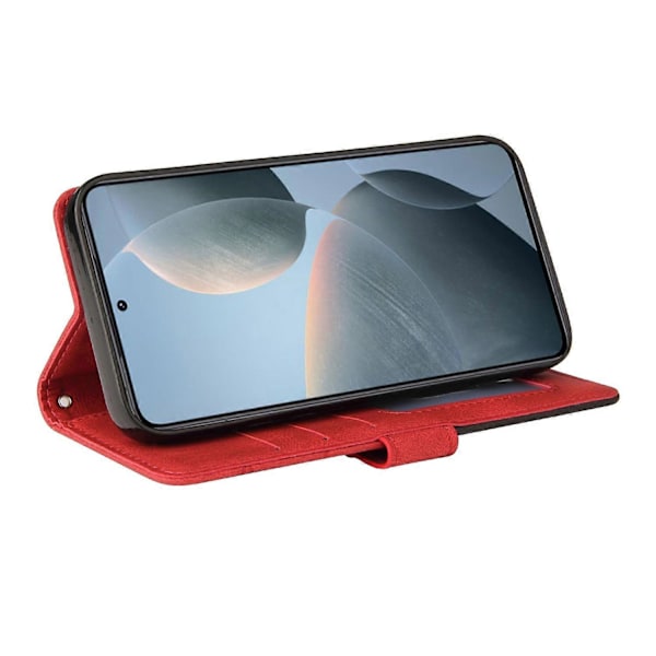 KT Læder Serie-1 Til Xiaomi 14T Læder Etui Farvesplejsning Telefon Cover Wallet Stand Multicolor Style D