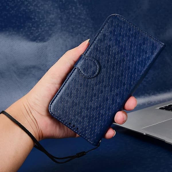 Plånboksfodral med prickmönster i PU-läder för iPhone 16e Multicolor Dark Blue