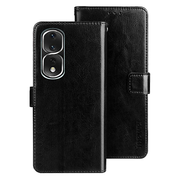 Idewei For Honor 80 Pro 5g Cover Case Stativ Funktion Crazy Horse Texture Pu Läder Flip Telefonskal Black